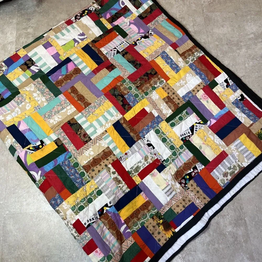 Vintage Handmade Scrappy Quilt 80